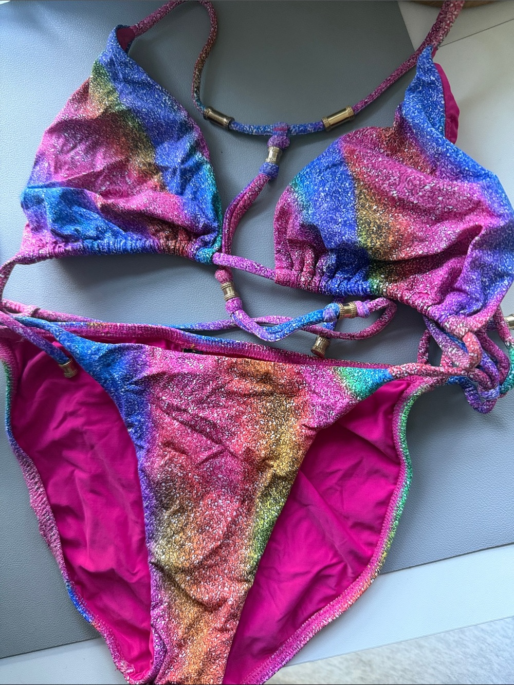 Vix Paula Harmanny Rainbow Pink Two-Piece Swim Set